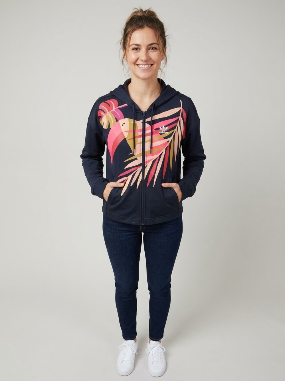 adidas x FARM Rio Women's Toucan Cropped Hooded Track Jacket Black GD9016 - S